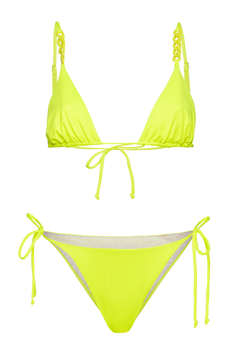 Triangle chain detail - Side string Bikini (Lime Fluo) 'IBIZA' – Macaw ...