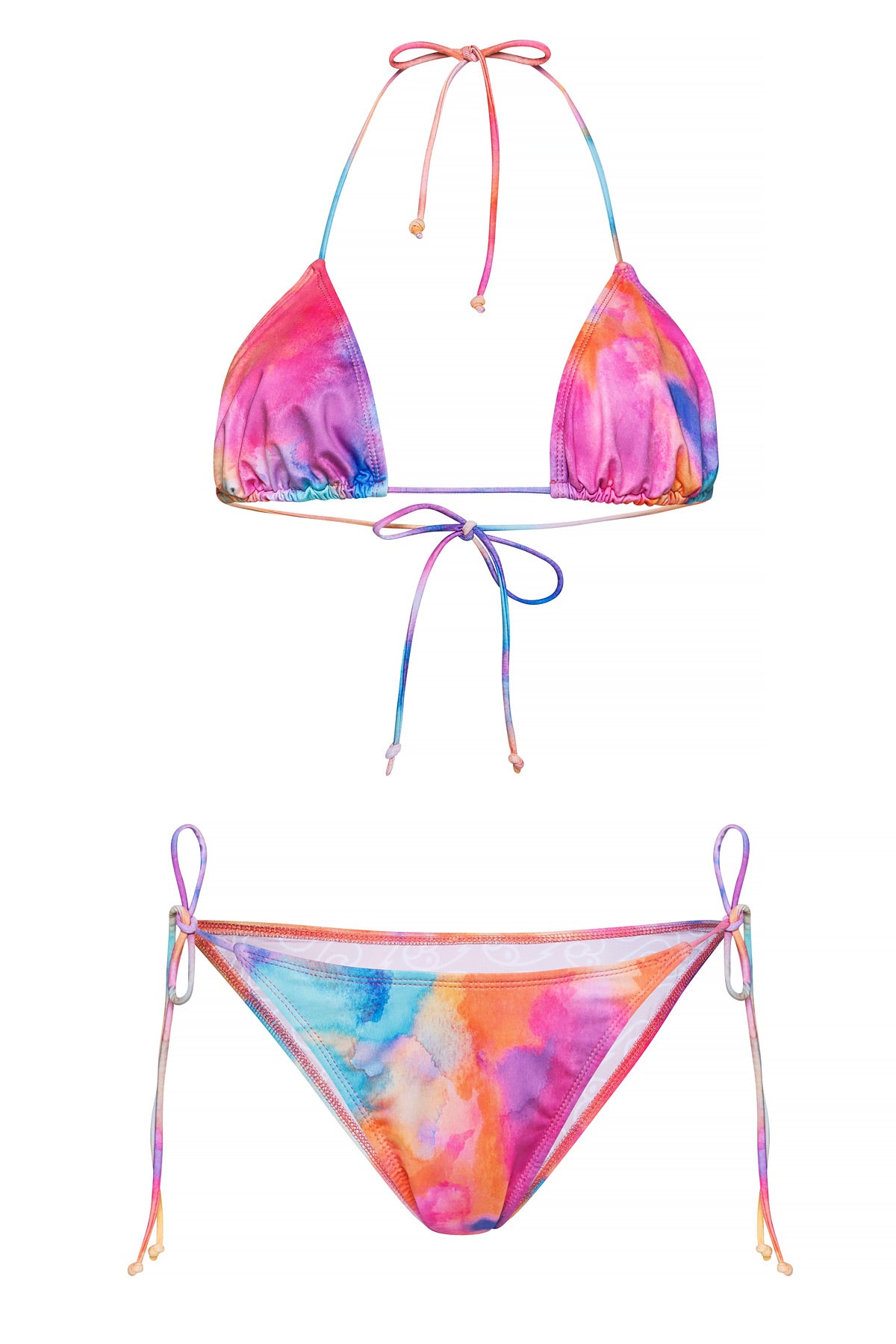 "DAME" Triangle - Side string Bikini (Aquarella) – Macaw Waves